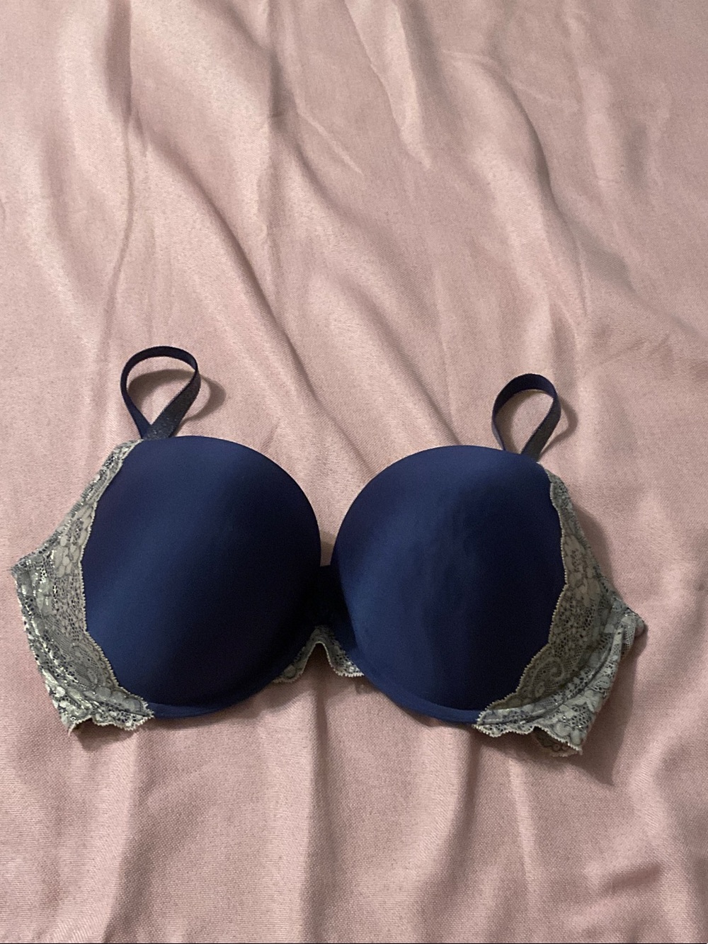 Victoria's Secret Navy Bra with Gray Lace